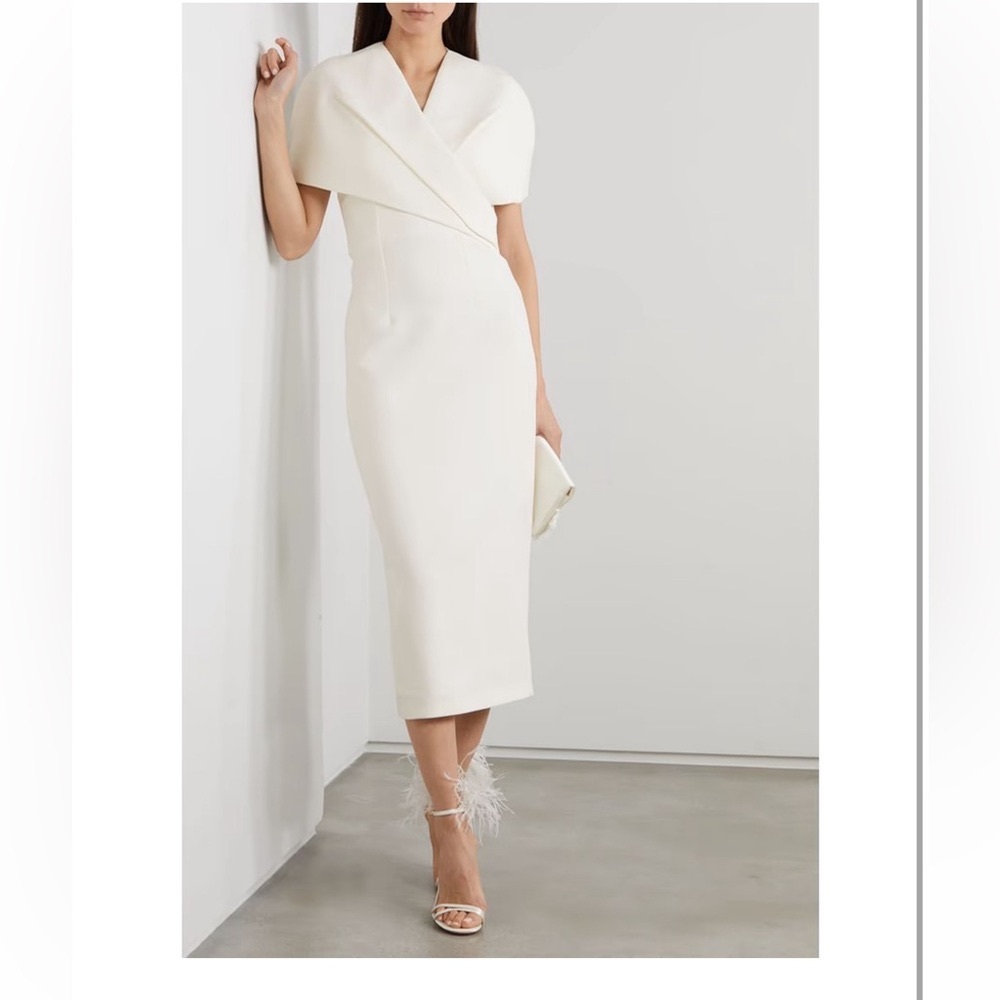 SAFIYAA
Flora cape-effect crepe midi dress